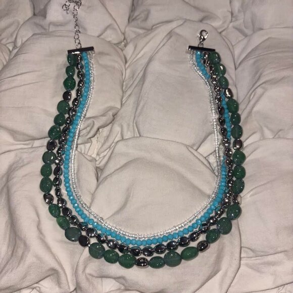 We The Free Jewelry - Free People Multi-Strand Boho Statement Necklace ✨ Turquoise & Emerald